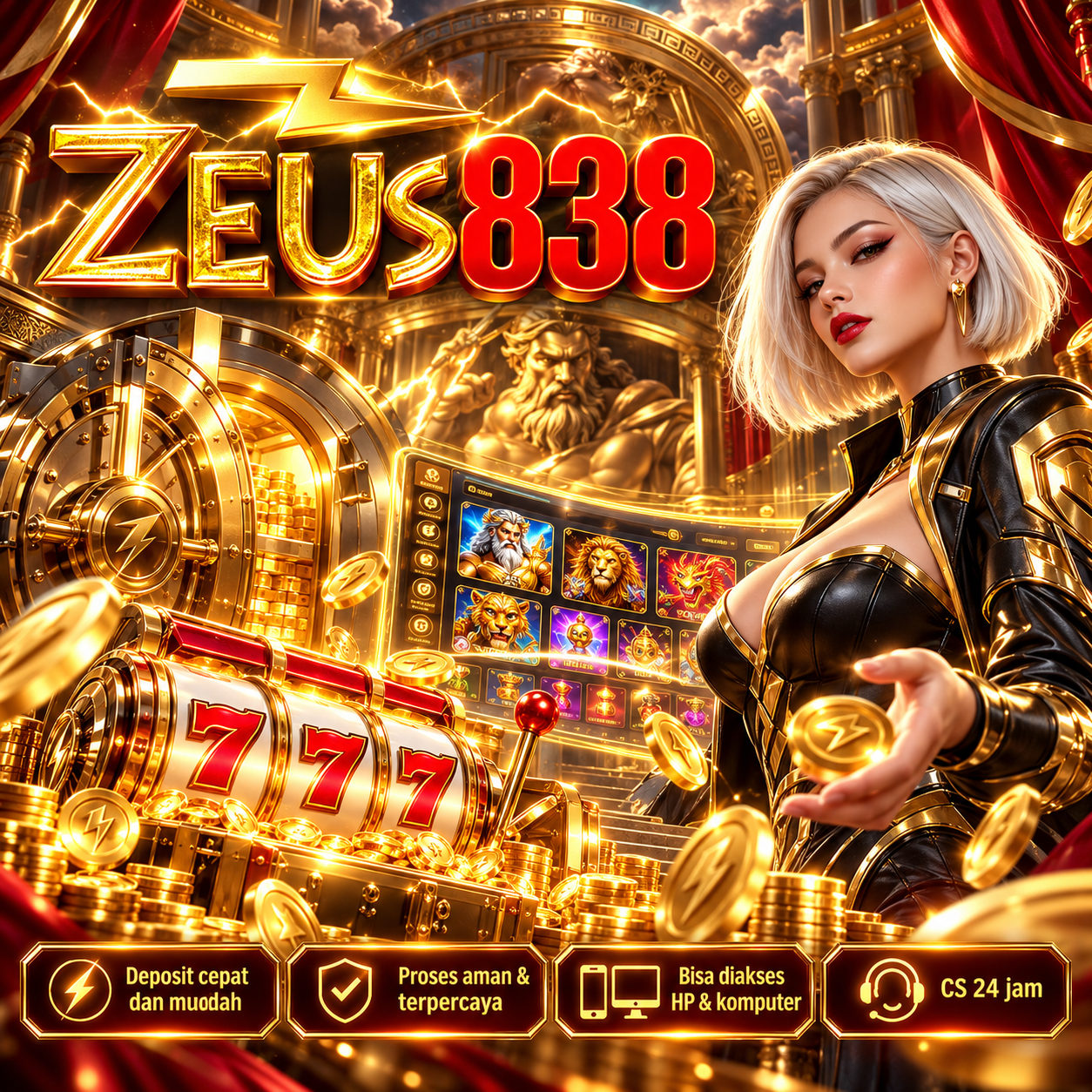 Ilustrasi tema mitologi dan hiburan digital ZEUS838